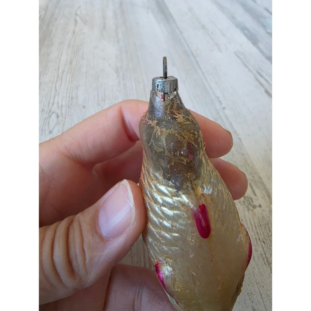 Antique AS IS fish Mercury pink glass ornament Xmas tree Fisher nautical